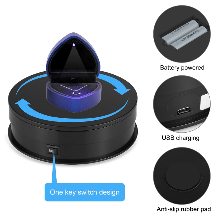 PULUZ Espositore per piattaforma girevole con regolazione della velocità da 15 cm, carico: 3 kg, 15cm Load 3kg Black, 15cm Load 3kg White