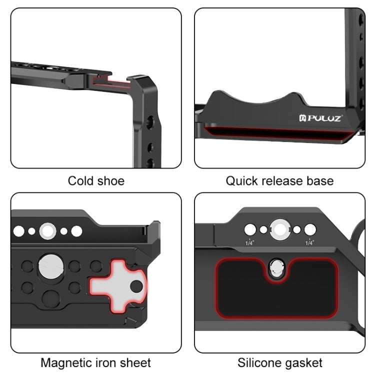 Per Sony ZV-E1 PULUZ Stabilizzatore per gabbia per fotocamera in lega di alluminio