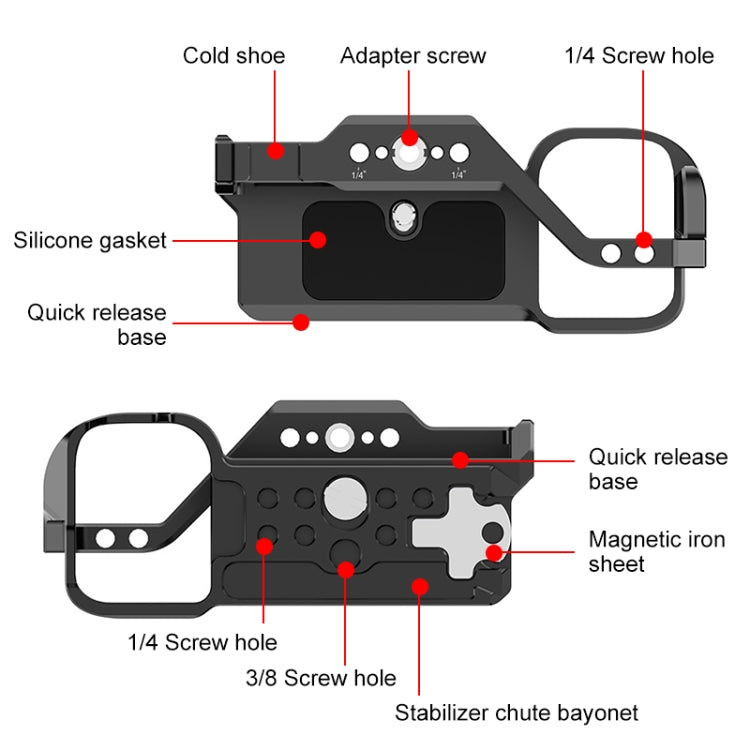 Per Sony ZV-E1 PULUZ Stabilizzatore per gabbia per fotocamera in lega di alluminio