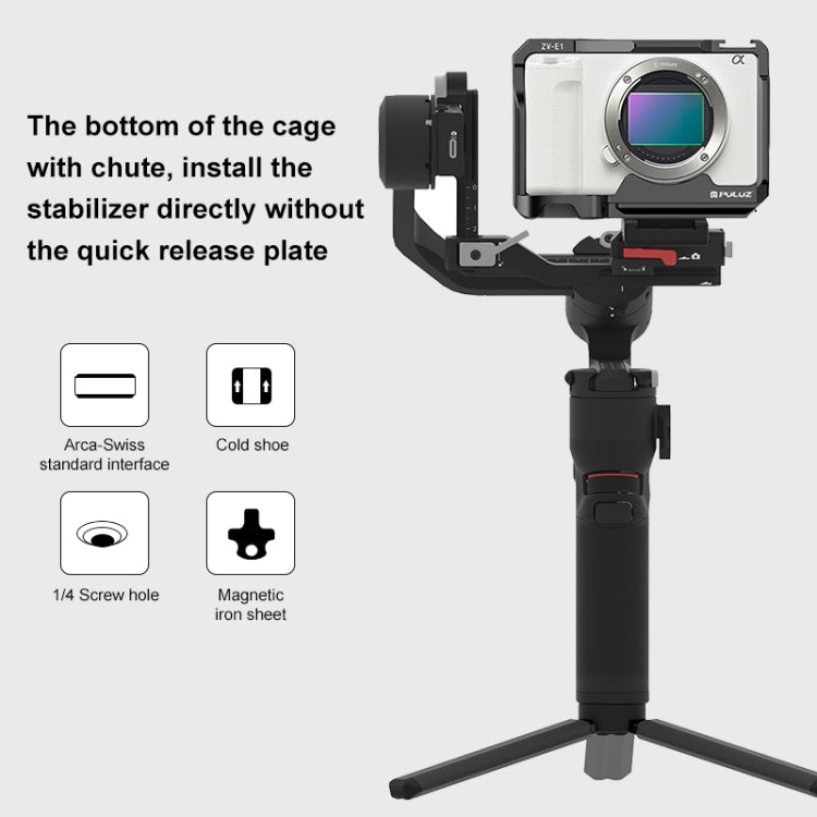 Per Sony ZV-E1 PULUZ Stabilizzatore per gabbia per fotocamera in lega di alluminio