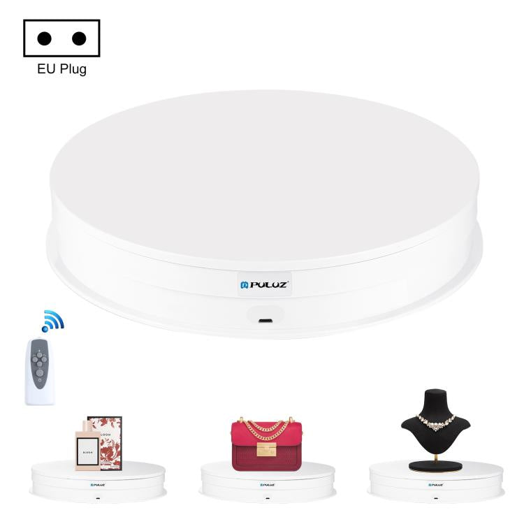 PULUZ Espositore per giradischi con velocità di regolazione da 30 cm, carico 10-15 kg, presa EU, 30cm Load 10-15kg Black EU Plug, 30cm Load 10-15kg White EU Plug
