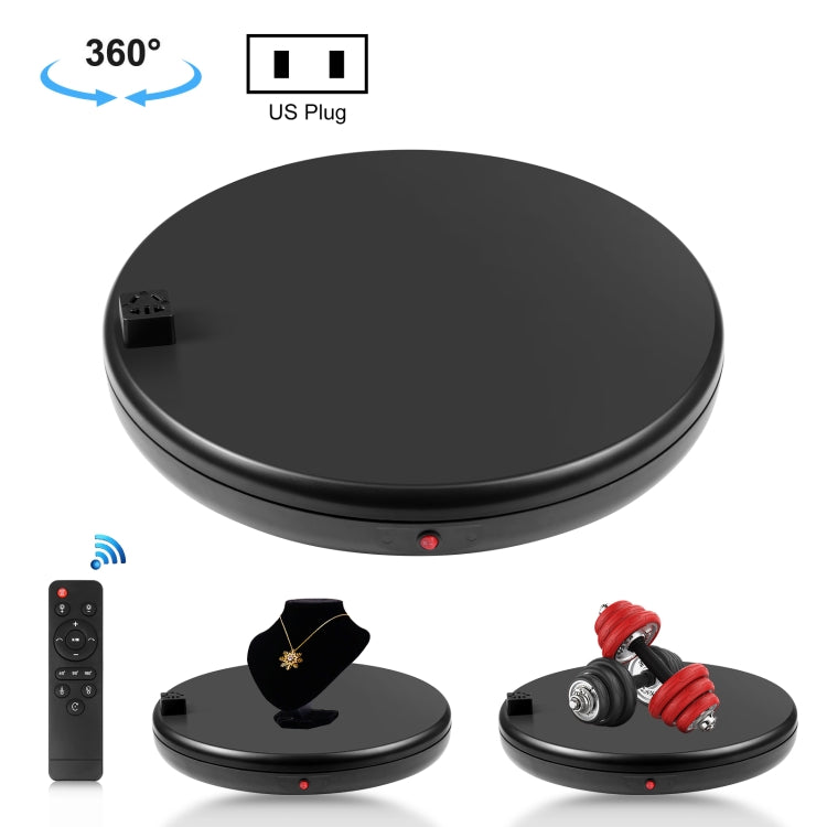 PULUZ Espositore per giradischi rotante con regolazione della velocità da 45 cm, con presa di corrente, nero, carico 100 kg, 45cm Load 100kg Black US Plug with Power Socket, 45cm Load 100kg Black UK Plug with Power Socket�������������������������������...