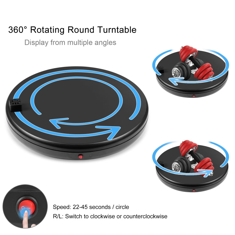 PULUZ Espositore per giradischi rotante con regolazione della velocità da 45 cm, con presa di corrente, nero, carico 100 kg, 45cm Load 100kg Black US Plug with Power Socket, 45cm Load 100kg Black UK Plug with Power Socket�������������������������������...