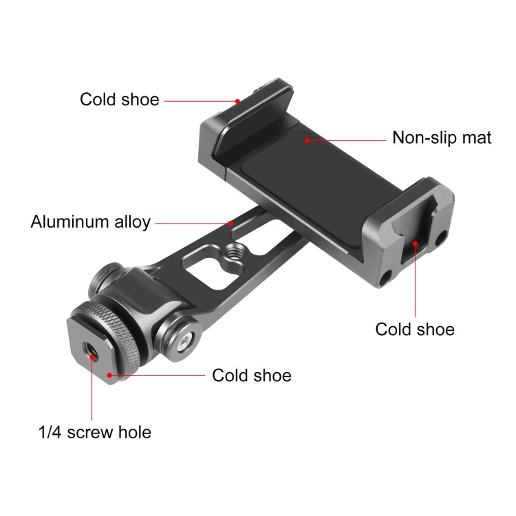Staffa di supporto per morsetto per telefono in lega di alluminio con rotazione a 360° dell'asse Z PULUZ, Z-axis Phone Clamp