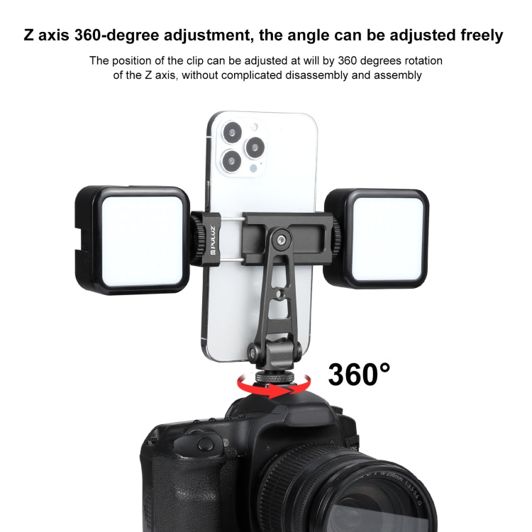 Staffa di supporto per morsetto per telefono in lega di alluminio con rotazione a 360° dell'asse Z PULUZ, Z-axis Phone Clamp