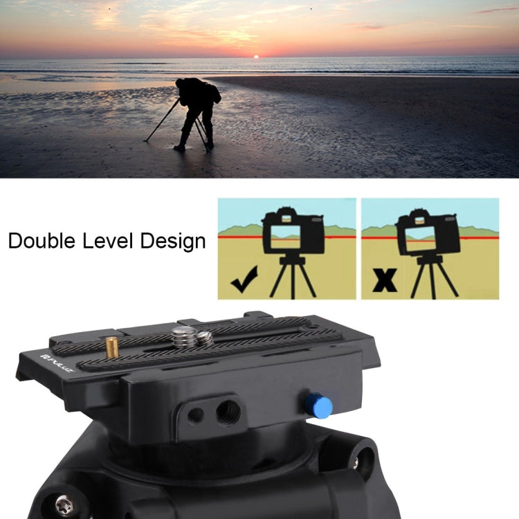 Adattatore con morsetto a sgancio rapido PULUZ + piastra a sgancio rapido per fotocamere DSLR e SLR, QR Plate Black