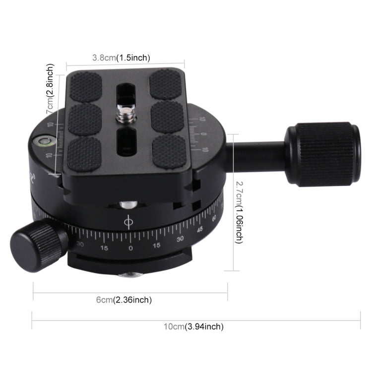 Testa a sfera panoramica con rotazione di 360 gradi in lega di alluminio PULUZ con piastra a sgancio rapido per testa del treppiede della fotocamera, Panorama Ball Head