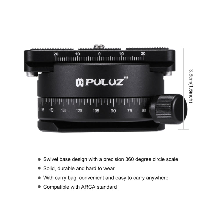 Testa a sfera panoramica con rotazione di 360 gradi in lega di alluminio PULUZ con piastra a sgancio rapido per testa del treppiede della fotocamera, Panorama Ball Head