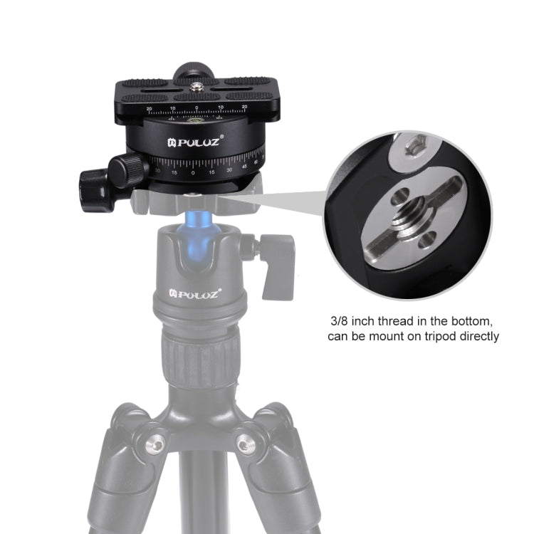Testa a sfera panoramica con rotazione di 360 gradi in lega di alluminio PULUZ con piastra a sgancio rapido per testa del treppiede della fotocamera, Panorama Ball Head