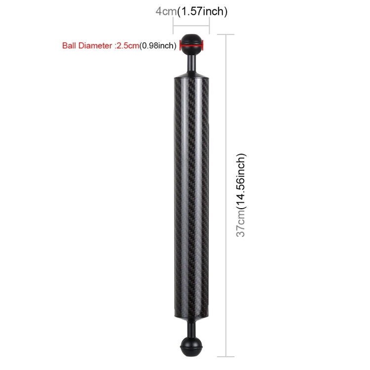 PULUZ 14,56 pollici 37 cm Lunghezza 40 mm Diametro Braccio galleggiante in fibra di carbonio a doppia sfera, Diametro sfera: 25 mm, Galleggiabilità: 300 g, 14 inch 300g Buoyancy