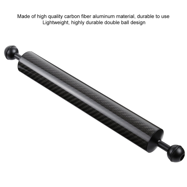 PULUZ 14,56 pollici 37 cm Lunghezza 40 mm Diametro Braccio galleggiante in fibra di carbonio a doppia sfera, Diametro sfera: 25 mm, Galleggiabilità: 300 g, 14 inch 300g Buoyancy