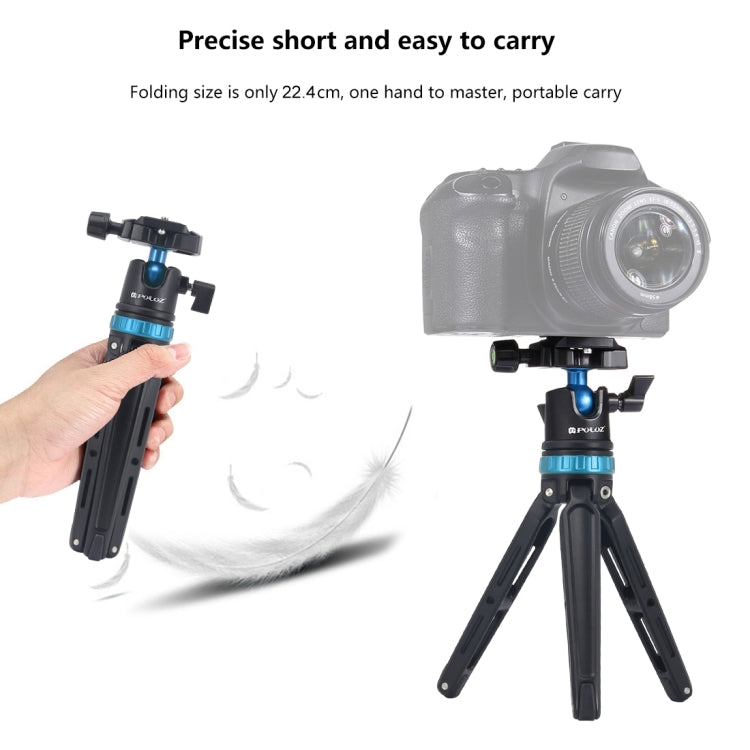 PULUZ Mini treppiede da tavolo regolabile in metallo tascabile con testa a sfera a 360 gradi per DSLR e fotocamere digitali, altezza regolabile: 11-20,2 cm, Tripod with Head(L)