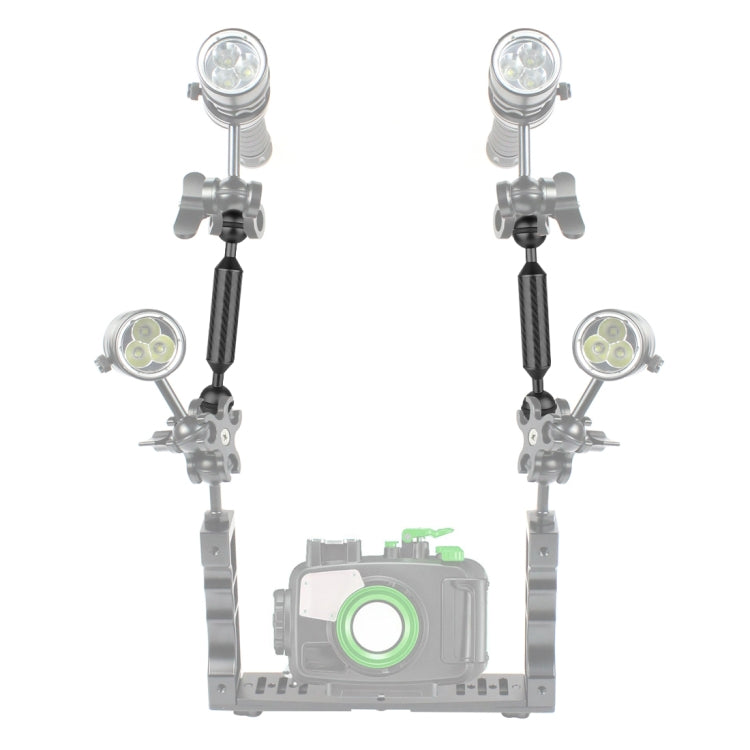 Braccio flottante in fibra di carbonio a doppia sfera PULUZ da 12 pollici, 30,4 cm, lunghezza 20,8 mm, diametro sfera: 25 mm, 12 inch Black