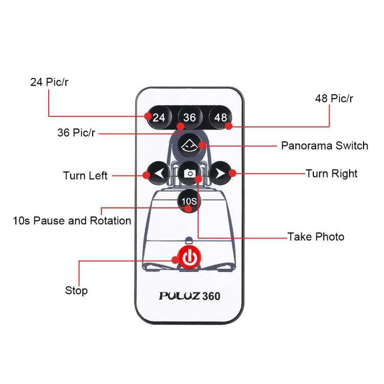 PULUZ Testa panoramica elettronica con rotazione di 360 gradi con telecomando per smartphone, GoPro, fotocamere DSLR, Pano Head