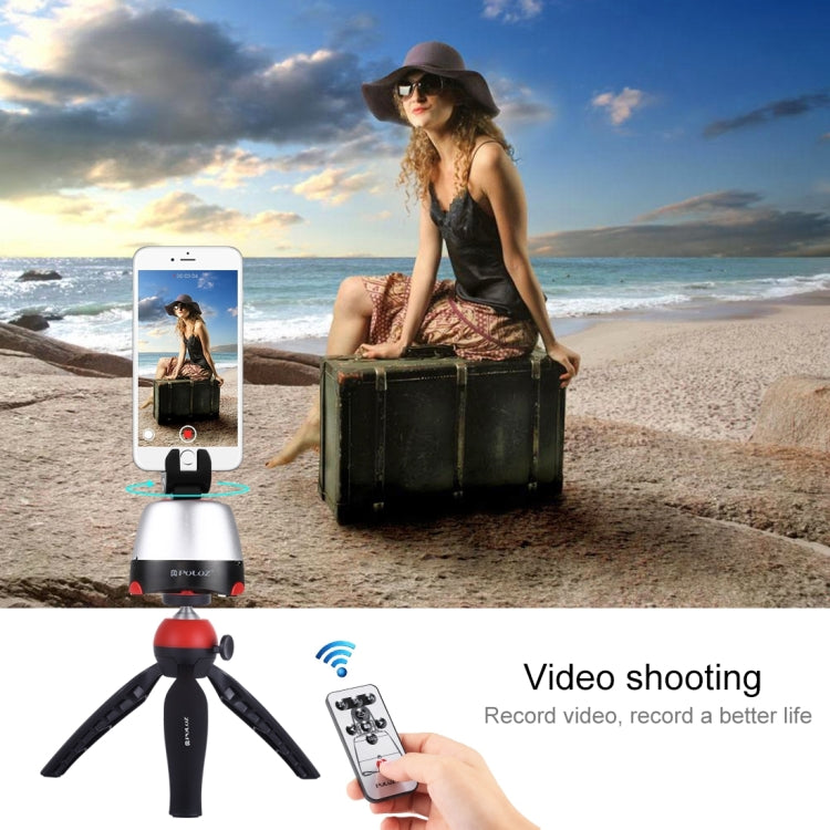PULUZ Testa panoramica elettronica con rotazione di 360 gradi + Supporto per treppiede + Morsetto GoPro + Morsetto per telefono con telecomando per smartphone, GoPro, fotocamere DSLR