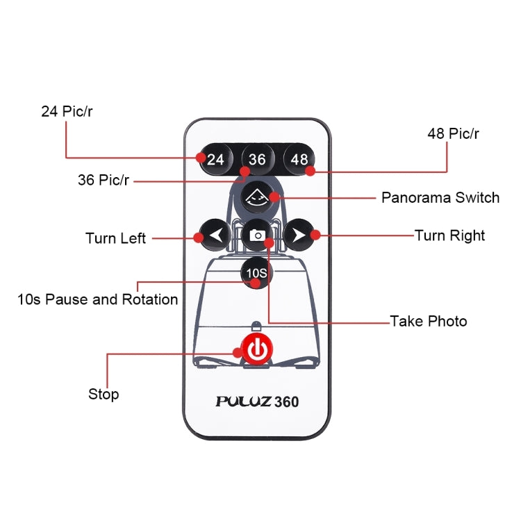 PULUZ Testa panoramica elettronica con rotazione di 360 gradi + Supporto per treppiede + Morsetto GoPro + Morsetto per telefono con telecomando per smartphone, GoPro, fotocamere DSLR
