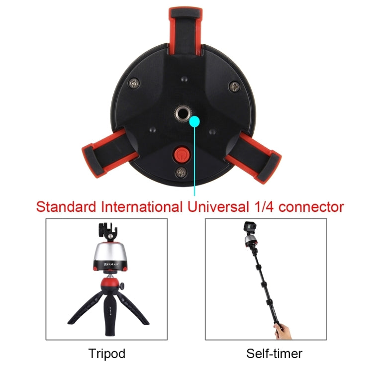 PULUZ Testa panoramica elettronica con rotazione di 360 gradi + Supporto per treppiede + Morsetto GoPro + Morsetto per telefono con telecomando per smartphone, GoPro, fotocamere DSLR