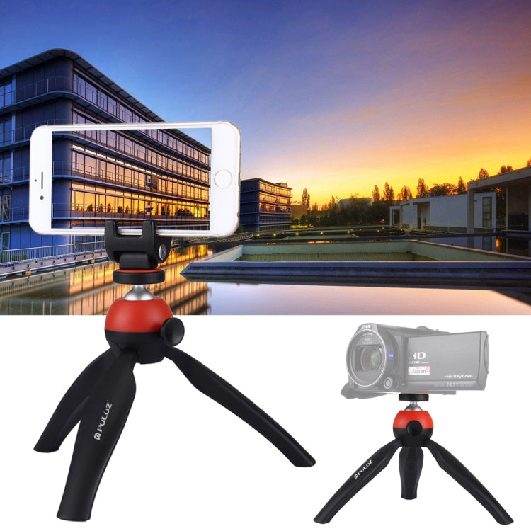 PULUZ Mini treppiede tascabile con testa a sfera a 360 gradi e morsetto per telefono per smartphone, Tripod + Clamp