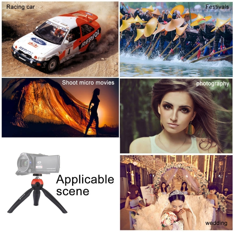 PULUZ Mini treppiede tascabile con testa a sfera a 360 gradi e morsetto per telefono per smartphone, Tripod + Clamp