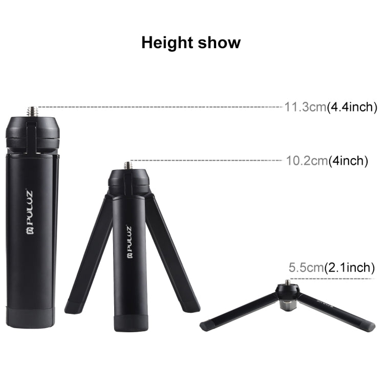 PULUZ Mini Pocket Metal Supporto per treppiede da tavolo con vite da 1/4 di pollice per DSLR e fotocamere digitali, carico: 10 kg, Desktop Tripod