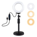 Supporto da tavolo con base rotonda PULUZ + luce video vlogging ad anello LED dimmerabile da 4,7 pollici 12 cm 3 modalità, altezza regolabile: 15,5 cm-25,5 cm, Desktop Mount+4.7 inch