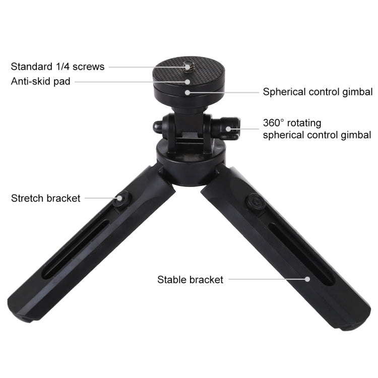 PULUZ Pocket Supporto per treppiede da tavolo regolabile in 5 modalità con vite da 1/4 di pollice per DSLR e fotocamere digitali, altezza regolabile: 16,5-21,5 cm