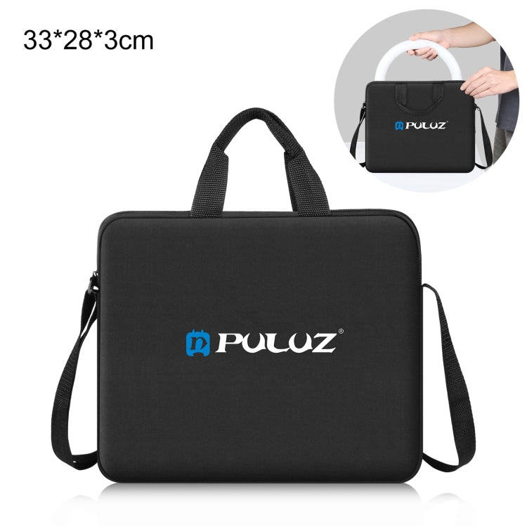 PULUZ Anello da 10 pollici con luci a LED Borsa a tracolla portatile con cerniera, dimensioni: 33 cm x 28 cm x 3 cm, 33cm x 28cm x 3cm
