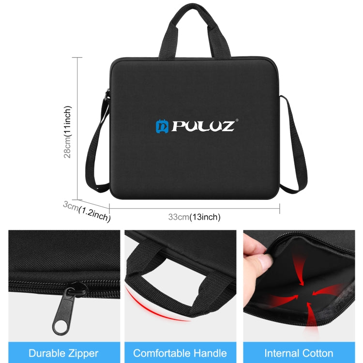 PULUZ Anello da 10 pollici con luci a LED Borsa a tracolla portatile con cerniera, dimensioni: 33 cm x 28 cm x 3 cm, 33cm x 28cm x 3cm