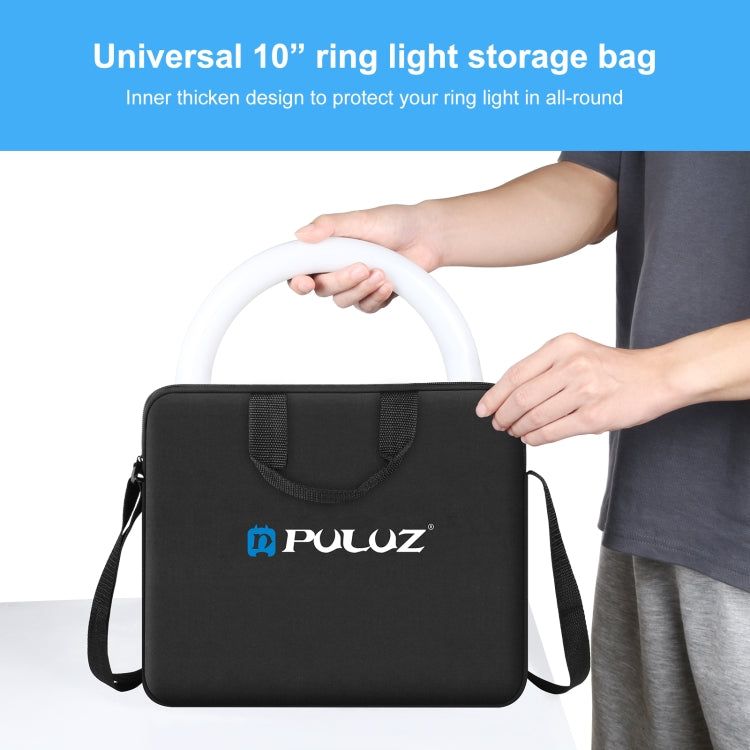 PULUZ Anello da 10 pollici con luci a LED Borsa a tracolla portatile con cerniera, dimensioni: 33 cm x 28 cm x 3 cm, 33cm x 28cm x 3cm