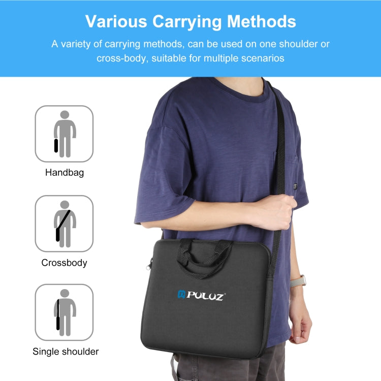 PULUZ Anello da 12 pollici con luci a LED Borsa a tracolla portatile con cerniera, dimensioni: 38 cm x 33 cm x 3 cm, 38cm x 33cm x 3cm