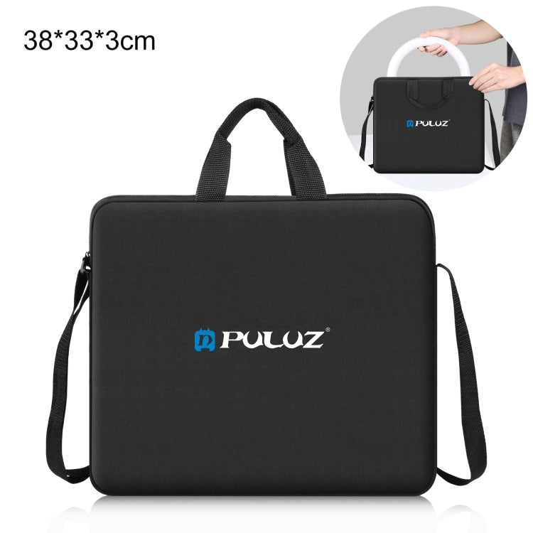 PULUZ Anello da 12 pollici con luci a LED Borsa a tracolla portatile con cerniera, dimensioni: 38 cm x 33 cm x 3 cm, 38cm x 33cm x 3cm