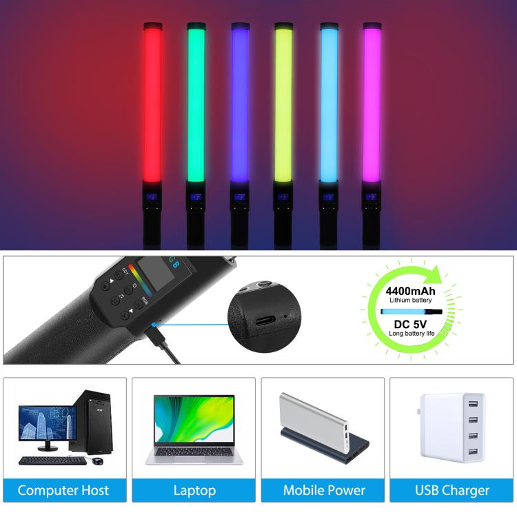 PULUZ 190 LED Photo Stick portatile Luce di riempimento RGB a colori con Barndoor, 190 LEDs RGB Fill Light with Barndoor