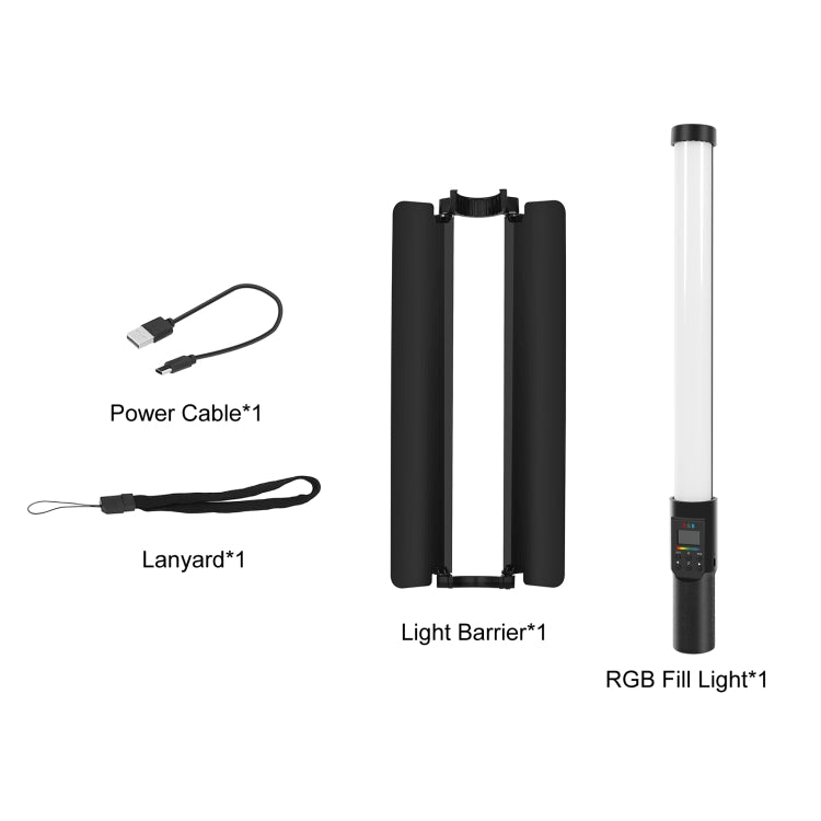 PULUZ 190 LED Photo Stick portatile Luce di riempimento RGB a colori con Barndoor, 190 LEDs RGB Fill Light with Barndoor