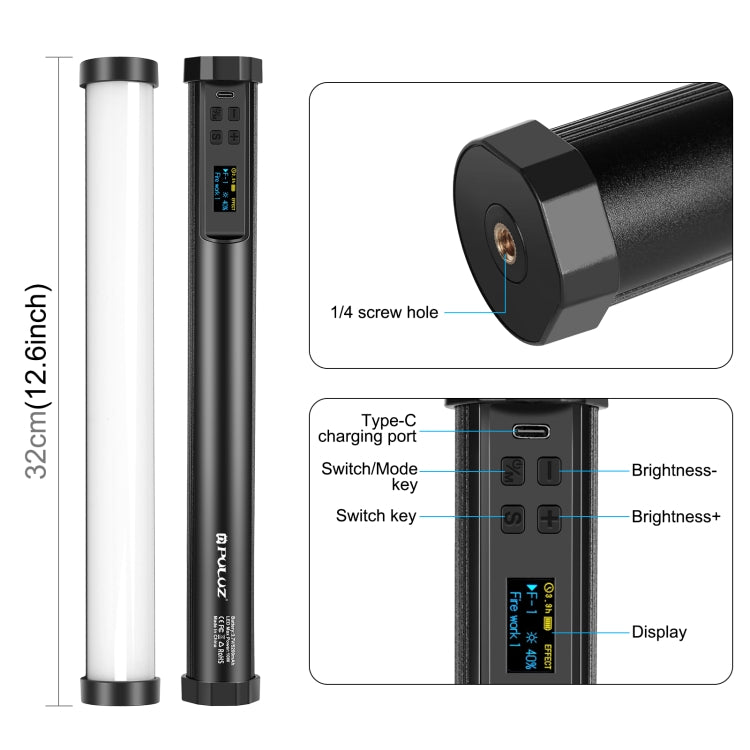 PULUZ 135 LED Foto portatile Stick Light Luce di riempimento RGB a colori, 135 LEDs RGB Fill Light