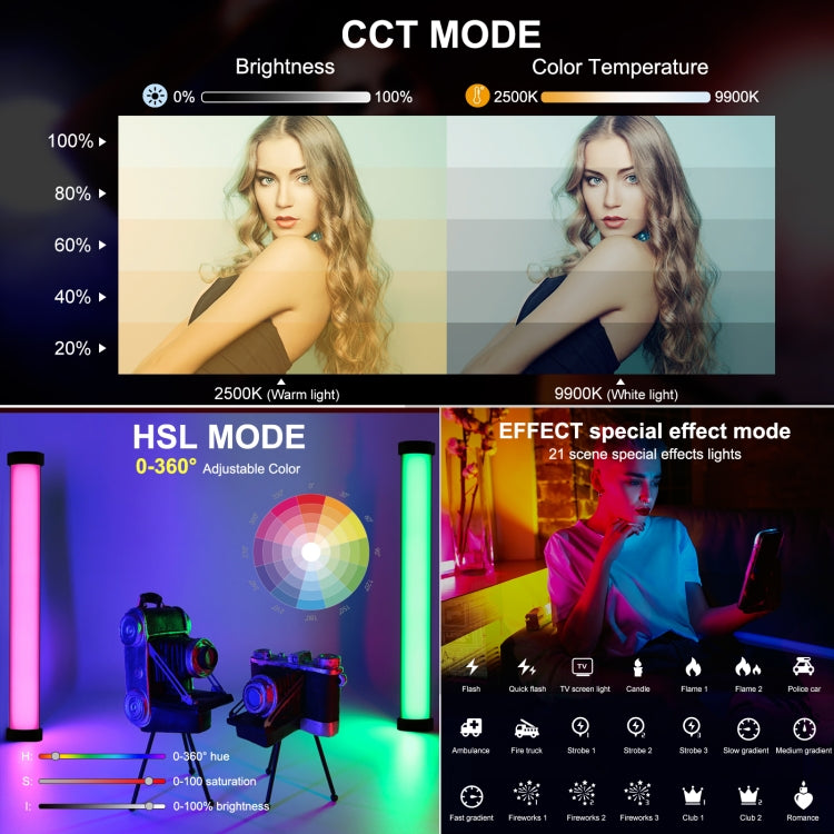 PULUZ 135 LED Foto portatile Stick Light Luce di riempimento RGB a colori, 135 LEDs RGB Fill Light