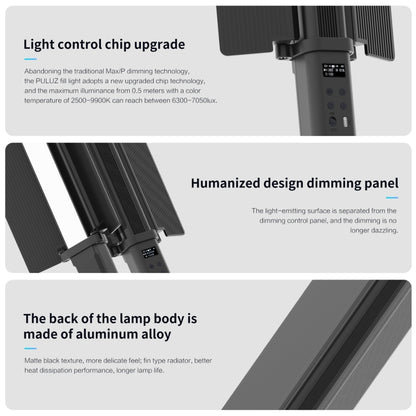 PULUZ 72 LED Photo Stick portatile Luce di riempimento RGB a colori con Barndoor, 72 LEDs RGB Fill Light
