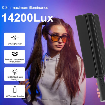 PULUZ 72 LED Photo Stick portatile Luce di riempimento RGB a colori con Barndoor, 72 LEDs RGB Fill Light