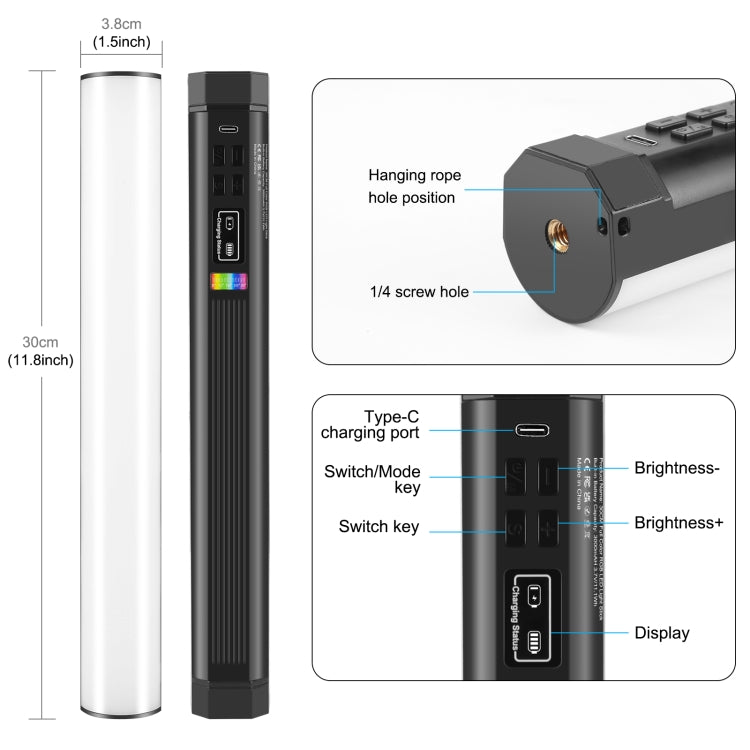 PULUZ Luce di riempimento a LED magnetica a colori RGB portatile per foto da 30 cm, 30cm Magnetic LED Fill Light