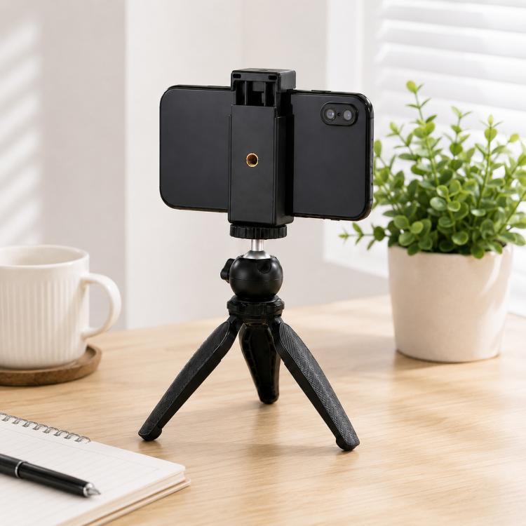 PULUZ Selfie Sticks Morsetto per telefono con montaggio su treppiede con fori per viti da 1/4 di pollice e base per slitta fredda, Clamp Pink, Clamp Black