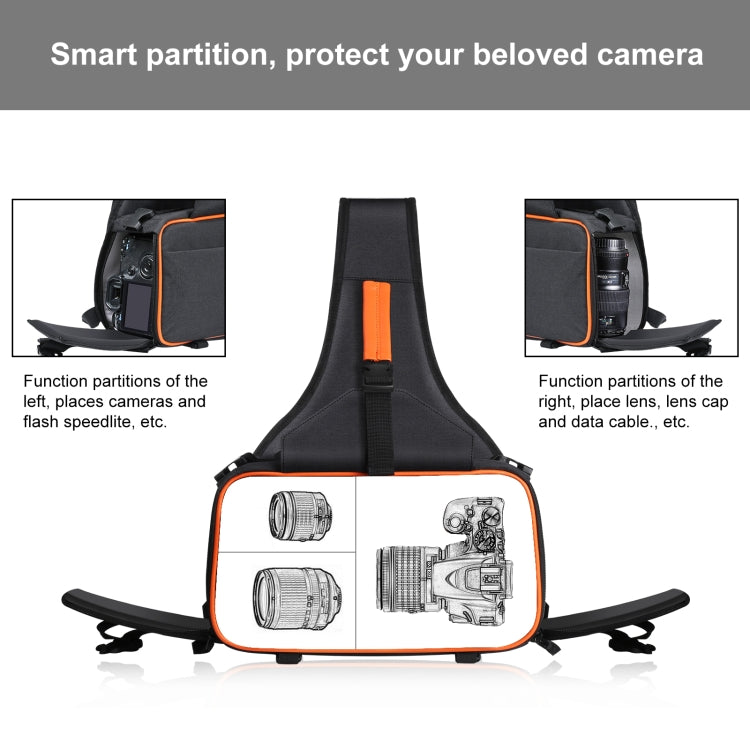 Borsa per fotocamera reflex stile triangolo PULUZ Borsa a tracolla impermeabile per zaino a tracolla con borsa per obiettivo rimovibile, Triangle Style Backpack(Black)