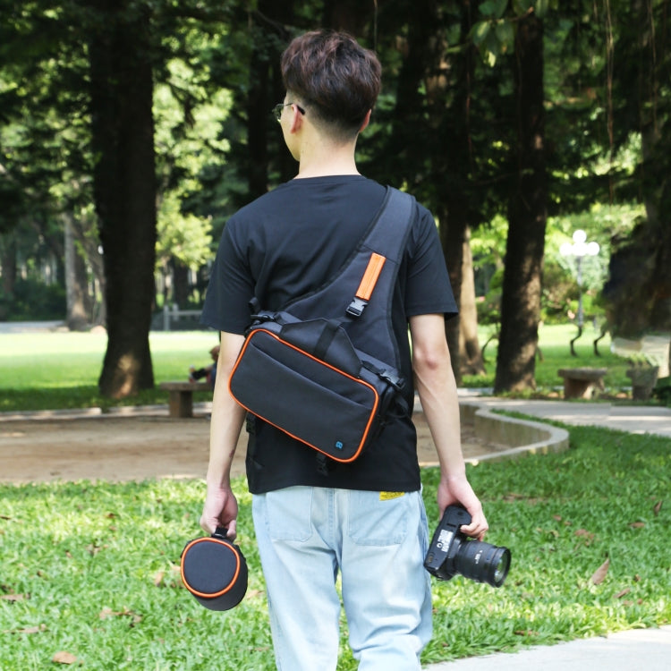 Borsa per fotocamera reflex stile triangolo PULUZ Borsa a tracolla impermeabile per zaino a tracolla con borsa per obiettivo rimovibile, Triangle Style Backpack(Black)