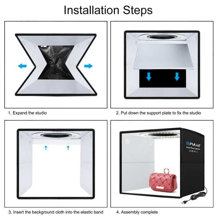 PULUZ 25 cm pieghevole portatile alta 97 CRI luce anulare illuminazione fotografica studio tenda da tiro con 12 colori fondali, dimensioni: 25 cm x 25 cm x 25 cm, 25cm High CRI Box