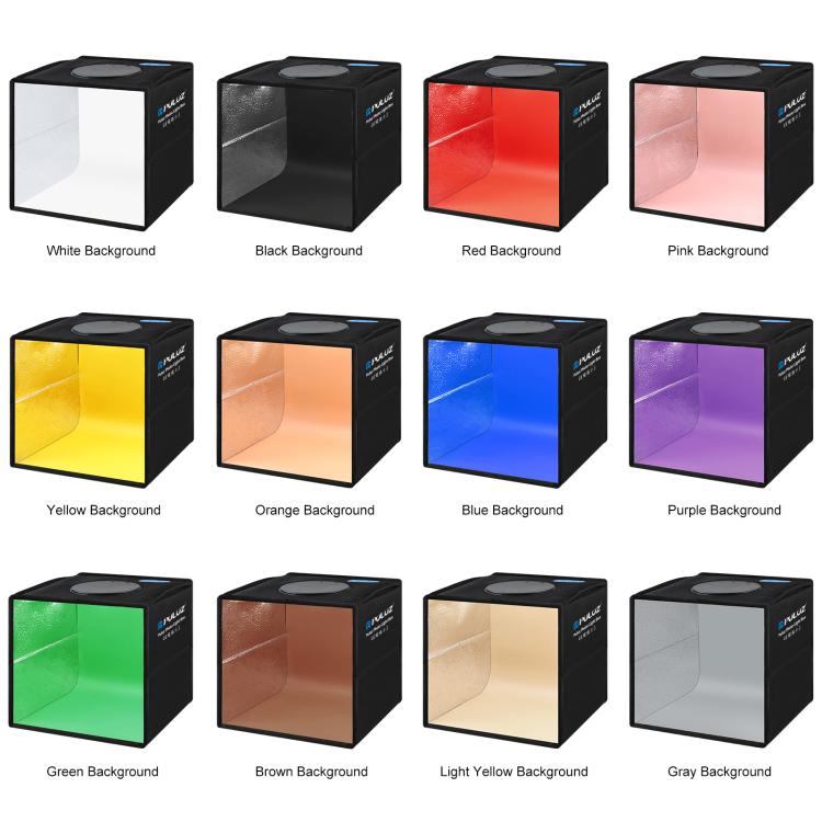 PULUZ 25 cm pieghevole portatile alta 97 CRI luce anulare illuminazione fotografica studio tenda da tiro con 12 colori fondali, dimensioni: 25 cm x 25 cm x 25 cm, 25cm High CRI Box