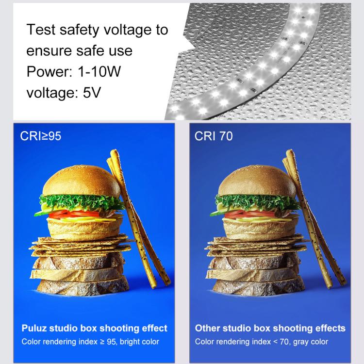 PULUZ 25 cm pieghevole portatile alta 97 CRI luce anulare illuminazione fotografica studio tenda da tiro con 12 colori fondali, dimensioni: 25 cm x 25 cm x 25 cm, 25cm High CRI Box