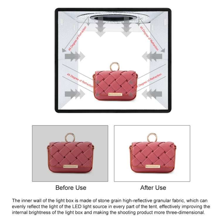 PULUZ 25 cm pieghevole portatile alta 97 CRI luce anulare illuminazione fotografica studio tenda da tiro con 12 colori fondali, dimensioni: 25 cm x 25 cm x 25 cm, 25cm High CRI Box