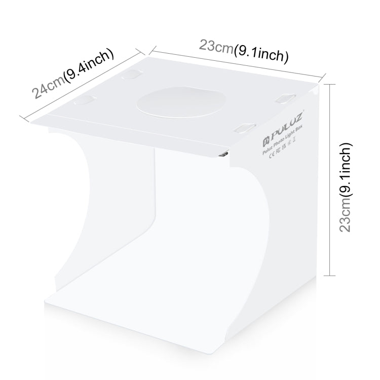 PULUZ Kit tenda da studio pieghevole portatile da 550LM per illuminazione fotografica da 20 cm con fondali in 2 colori (nero, bianco), dimensioni da aperto: 24 cm x 23 cm x 23 cm, 20cm Box with 2 Colors Backdrops