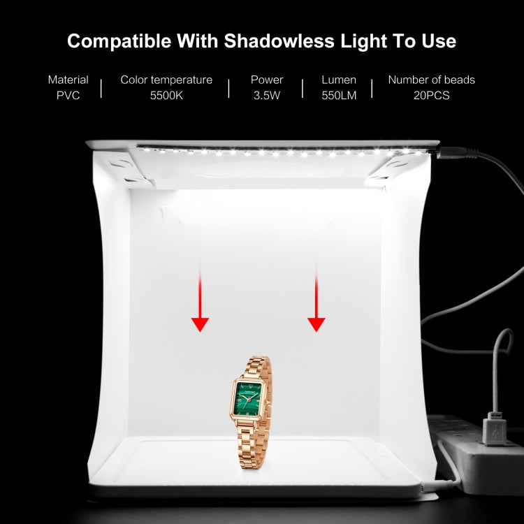 PULUZ Kit tenda da studio pieghevole portatile da 550LM per illuminazione fotografica da 20 cm con fondali in 2 colori (nero, bianco), dimensioni da aperto: 24 cm x 23 cm x 23 cm, 20cm Box with 2 Colors Backdrops