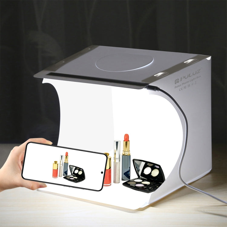 PULUZ Kit tenda da studio pieghevole portatile da 550LM per illuminazione fotografica da 20 cm con fondali in 2 colori (nero, bianco), dimensioni da aperto: 24 cm x 23 cm x 23 cm, 20cm Box with 2 Colors Backdrops