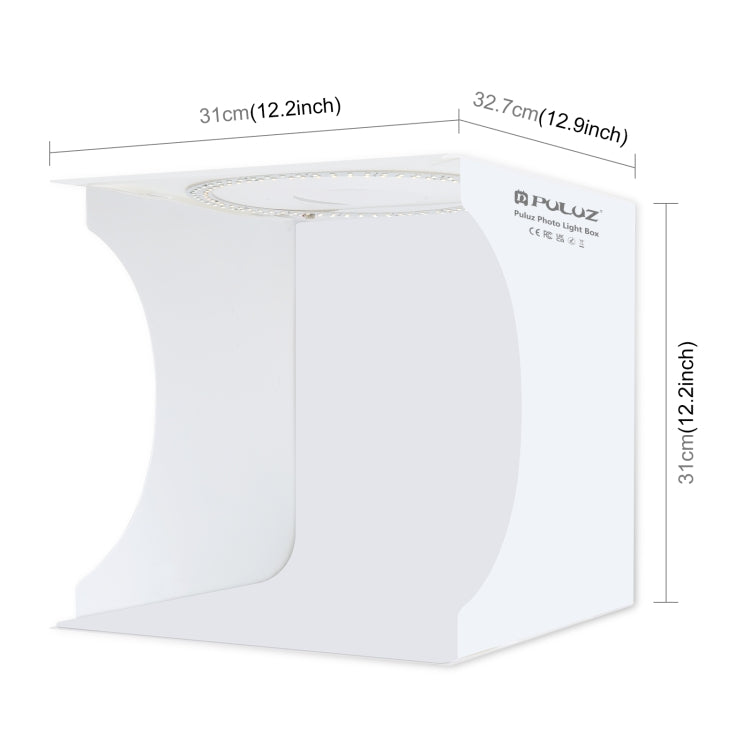 PULUZ 30 cm pieghevole portatile pannello luminoso ad anello illuminazione fotografica studio tenda da tiro kit con 6 colori fondali (nero, bianco, giallo, rosso, verde, blu), dimensioni da aperto: 31 cm x 31 cm x 32 cm