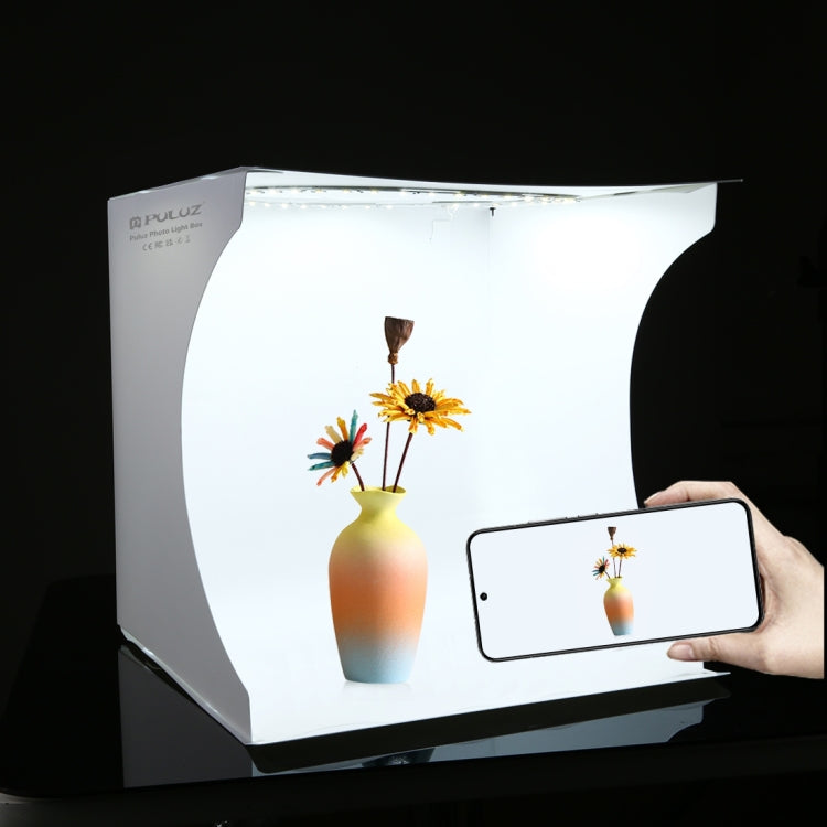 PULUZ 30 cm pieghevole portatile pannello luminoso ad anello illuminazione fotografica studio tenda da tiro kit con 6 colori fondali (nero, bianco, giallo, rosso, verde, blu), dimensioni da aperto: 31 cm x 31 cm x 32 cm